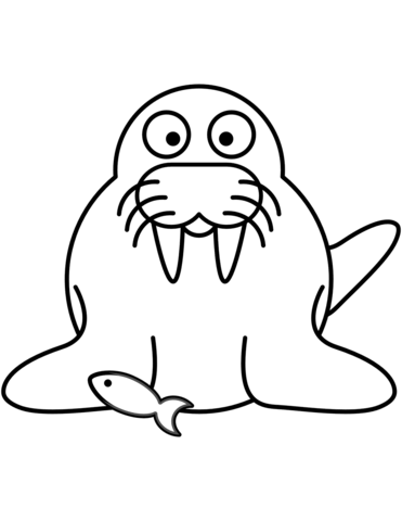 Cartoon Walrus  Coloring Page